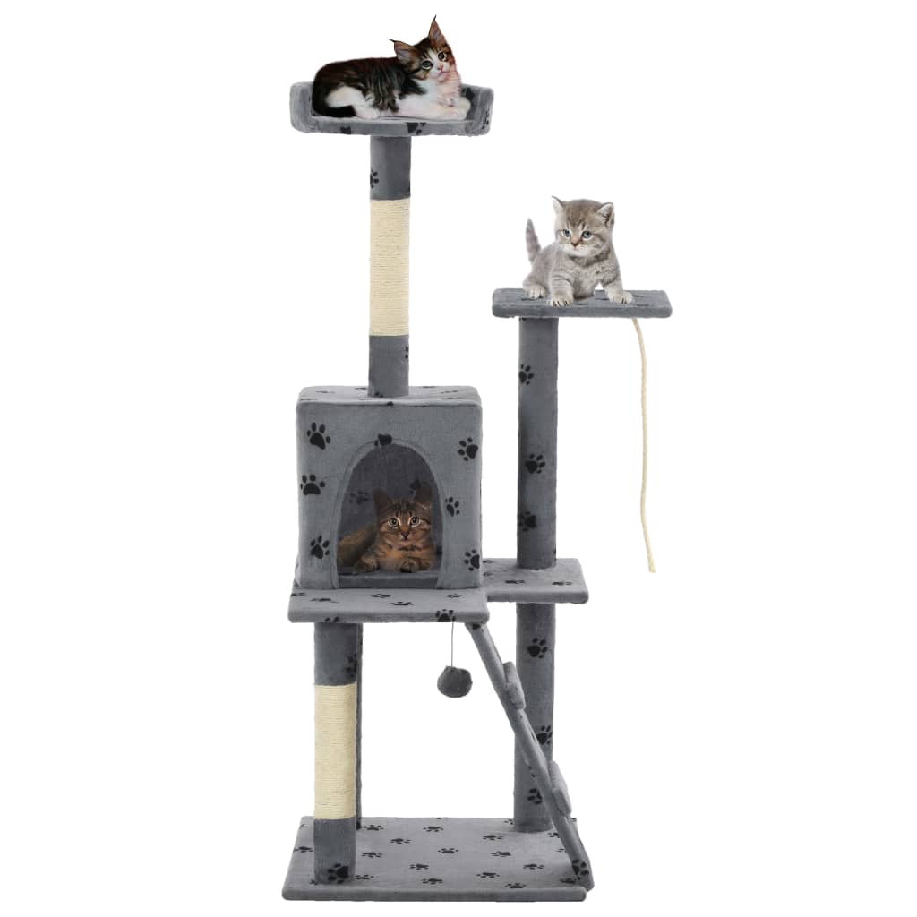 Cat Tree With Sisal Scratching Posts 120 Cm Beige Paw Prints