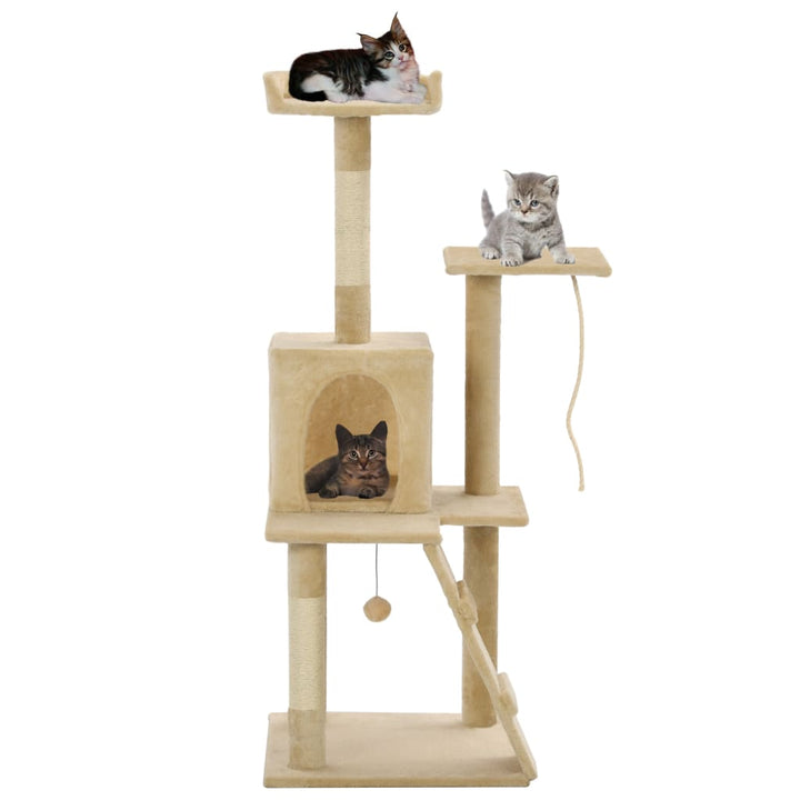 Cat Tree With Sisal Scratching Posts 120 Cm Beige Paw Prints