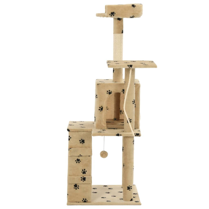 Cat Tree With Sisal Scratching Posts 120 Cm Beige Paw Prints