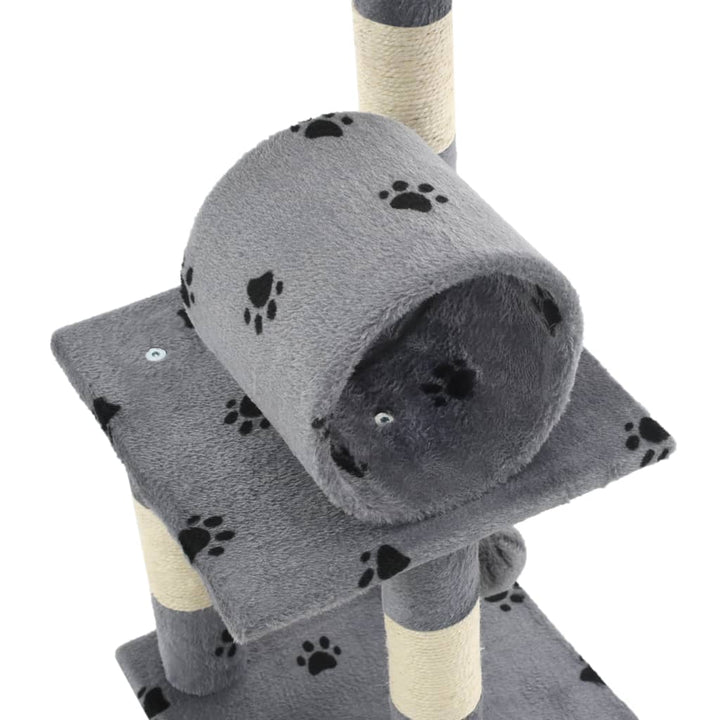 Cat Tree With Sisal Scratching Posts 65 Cm Grey Paw Prints