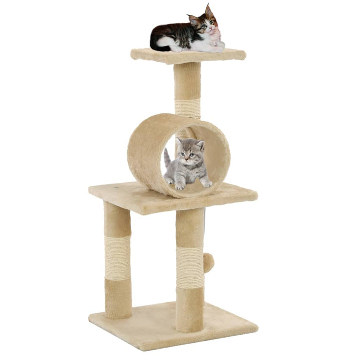 Cat Tree With Sisal Scratching Posts 65 Cm Grey Paw Prints