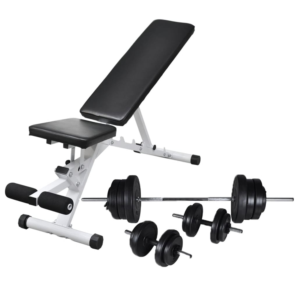 Workout Bench With Barbell And Dumbbell Set 60.5 Kg