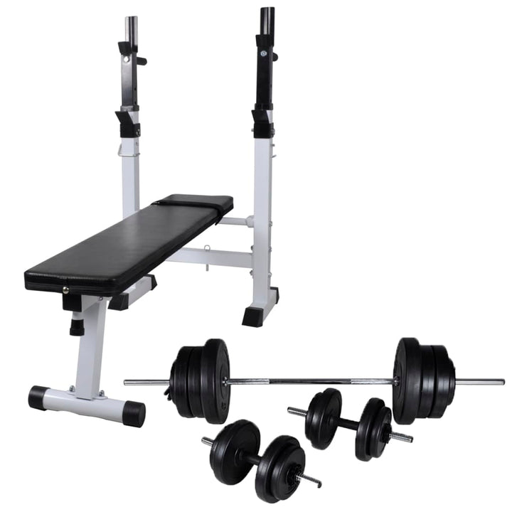 Workout Bench With Weight Rack, Barbell And Dumbbell Set 60.5Kg