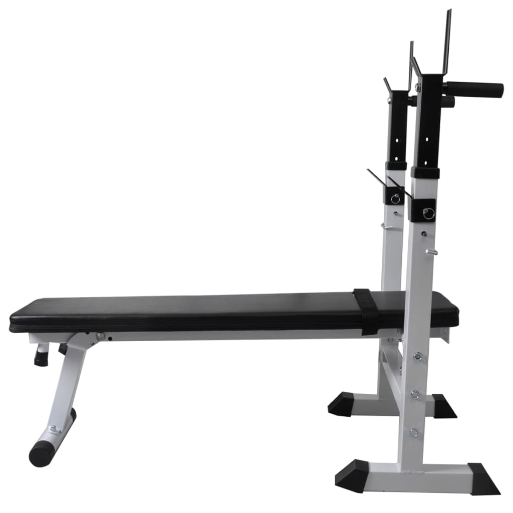 Workout Bench With Weight Rack, Barbell And Dumbbell Set 60.5Kg