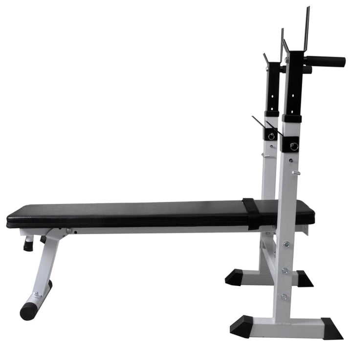 Workout Bench With Weight Rack, Barbell And Dumbbell Set 60.5Kg