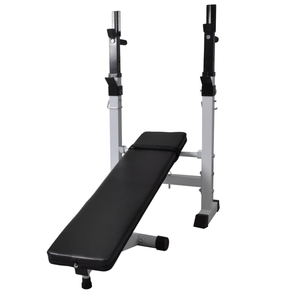 Workout Bench With Weight Rack, Barbell And Dumbbell Set 60.5Kg