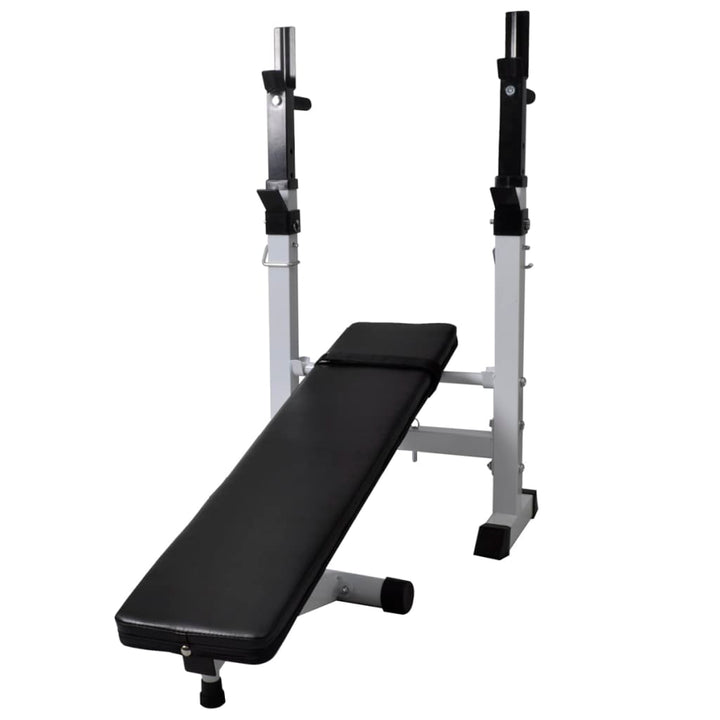 Workout Bench With Weight Rack, Barbell And Dumbbell Set 60.5Kg