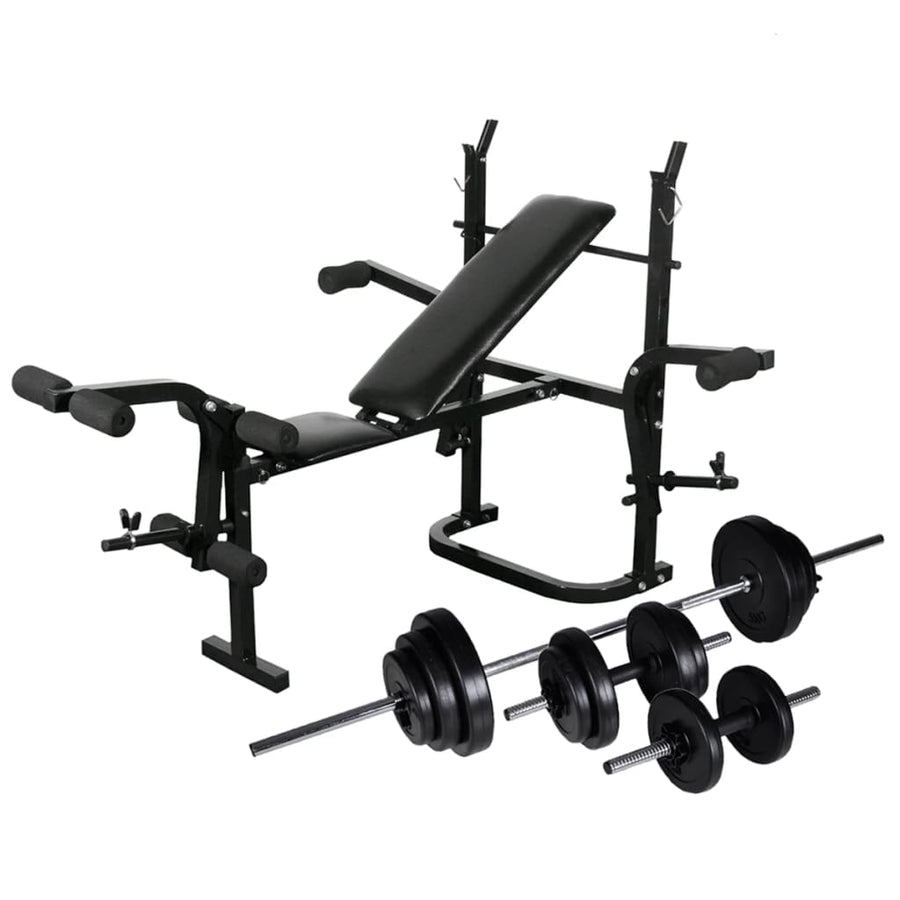 Weight Bench With Weight Rack, Barbell And Dumbbell Set 30.5Kg