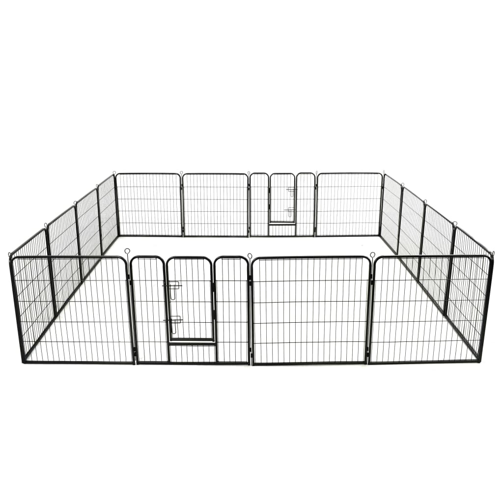 Dog Playpen 8 Panels Steel Black