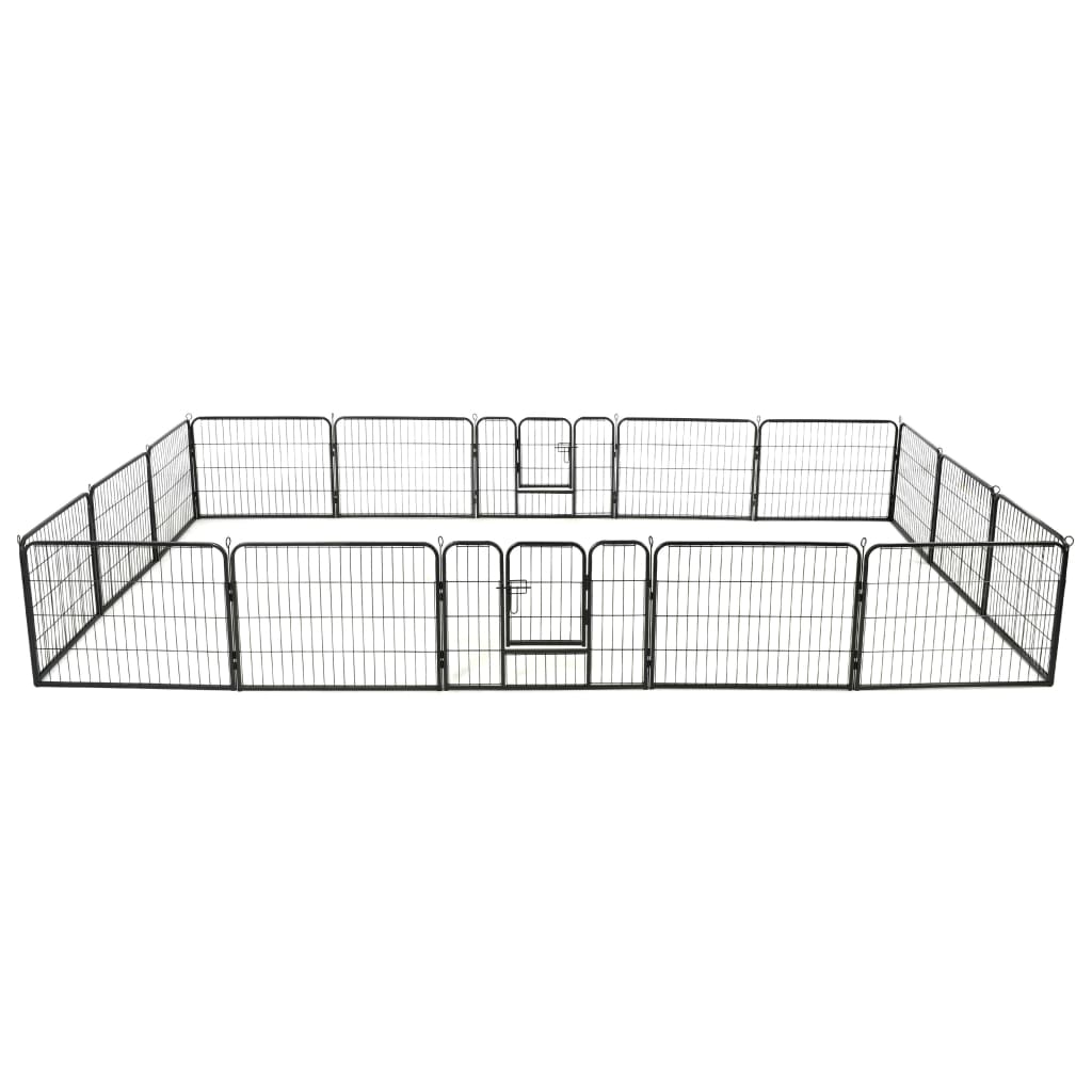 Dog Playpen 8 Panels Steel Black