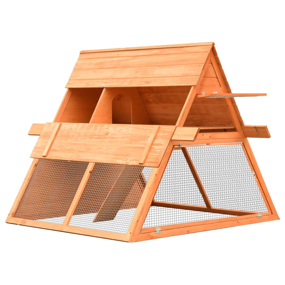 Rabbit Hutch Solid Pine & Fir Wood 152X128X108 Cm