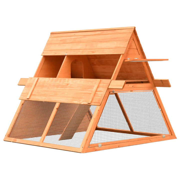 Rabbit Hutch Solid Pine & Fir Wood 152X128X108 Cm