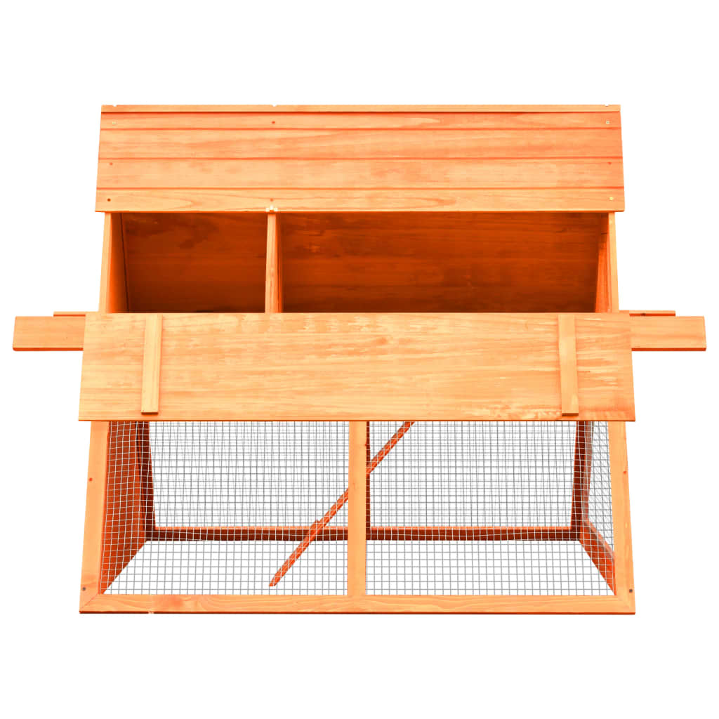 Rabbit Hutch Solid Pine & Fir Wood 152X128X108 Cm
