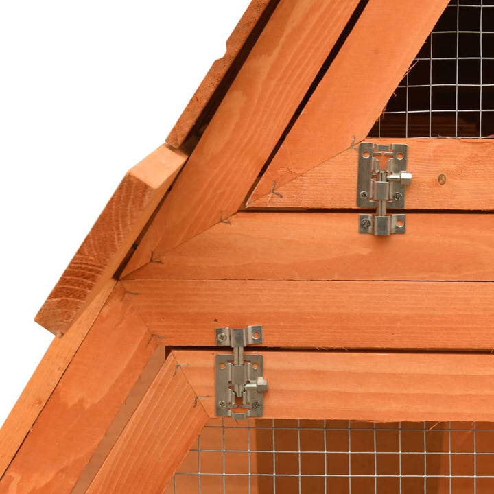 Rabbit Hutch Solid Pine & Fir Wood 152X128X108 Cm