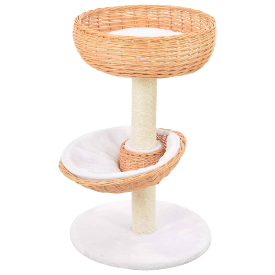 Cat Tree With Sisal Scratching Post Natural Willow Wood