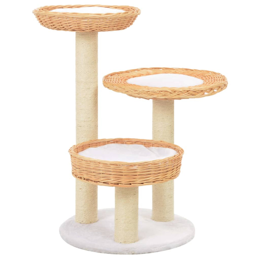 Cat Tree With Sisal Scratching Post Natural Willow Wood