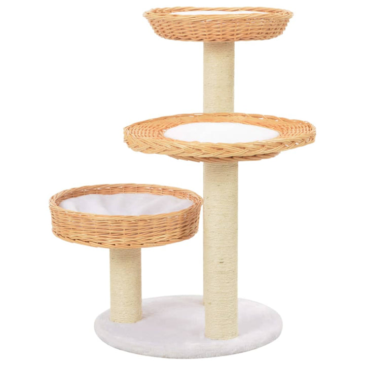 Cat Tree With Sisal Scratching Post Natural Willow Wood