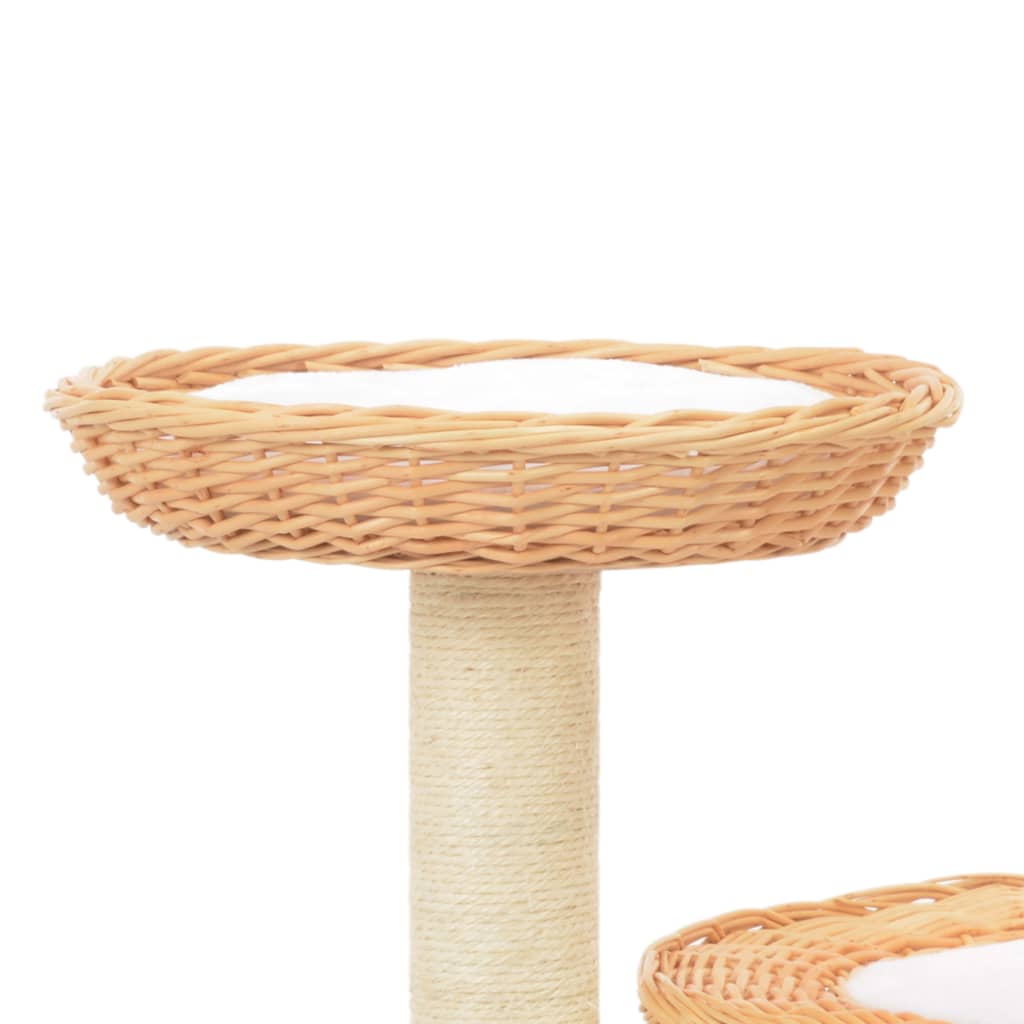 Cat Tree With Sisal Scratching Post Natural Willow Wood