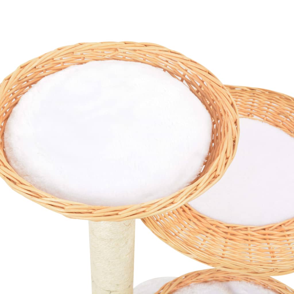 Cat Tree With Sisal Scratching Post Natural Willow Wood
