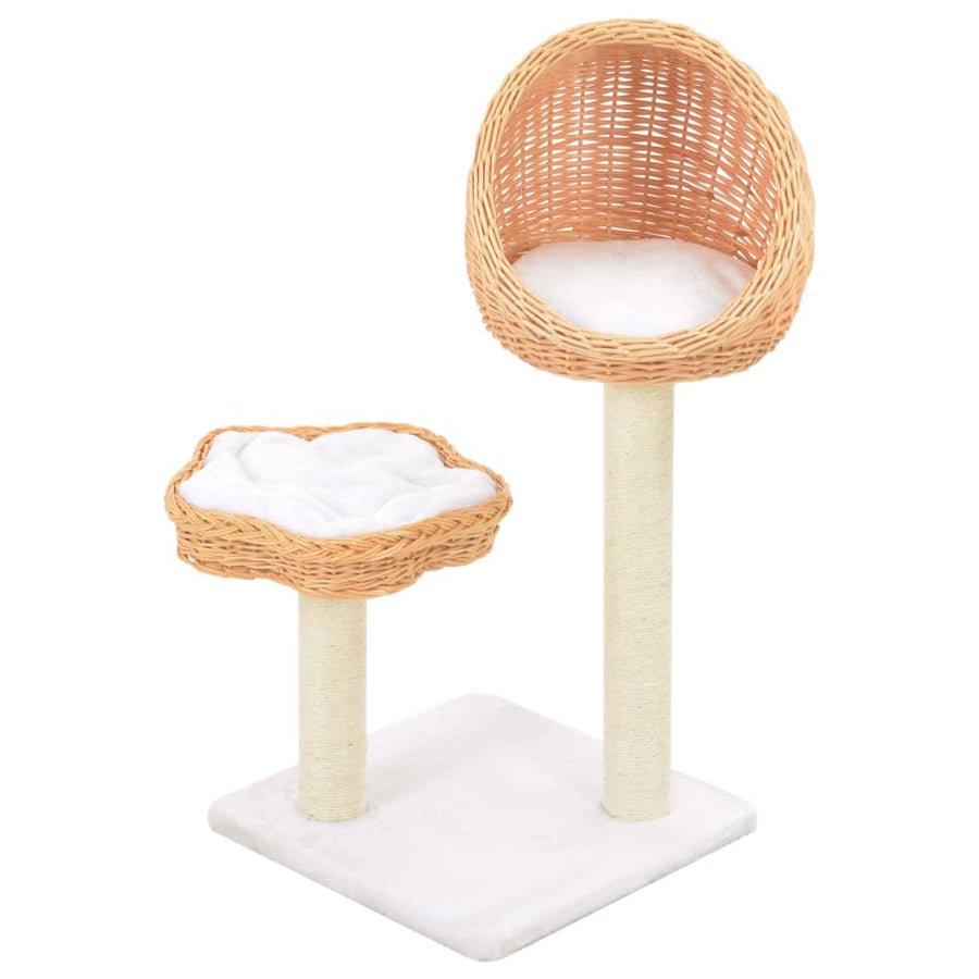 Cat Tree With Sisal Scratching Post Natural Willow Wood