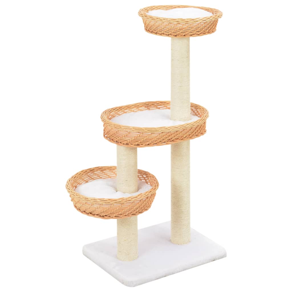 Cat Tree With Sisal Scratching Post Natural Willow Wood