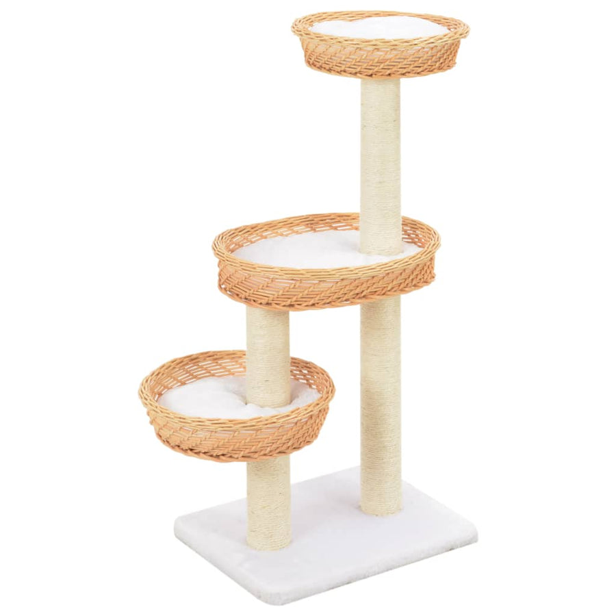 Cat Tree With Sisal Scratching Post Natural Willow Wood