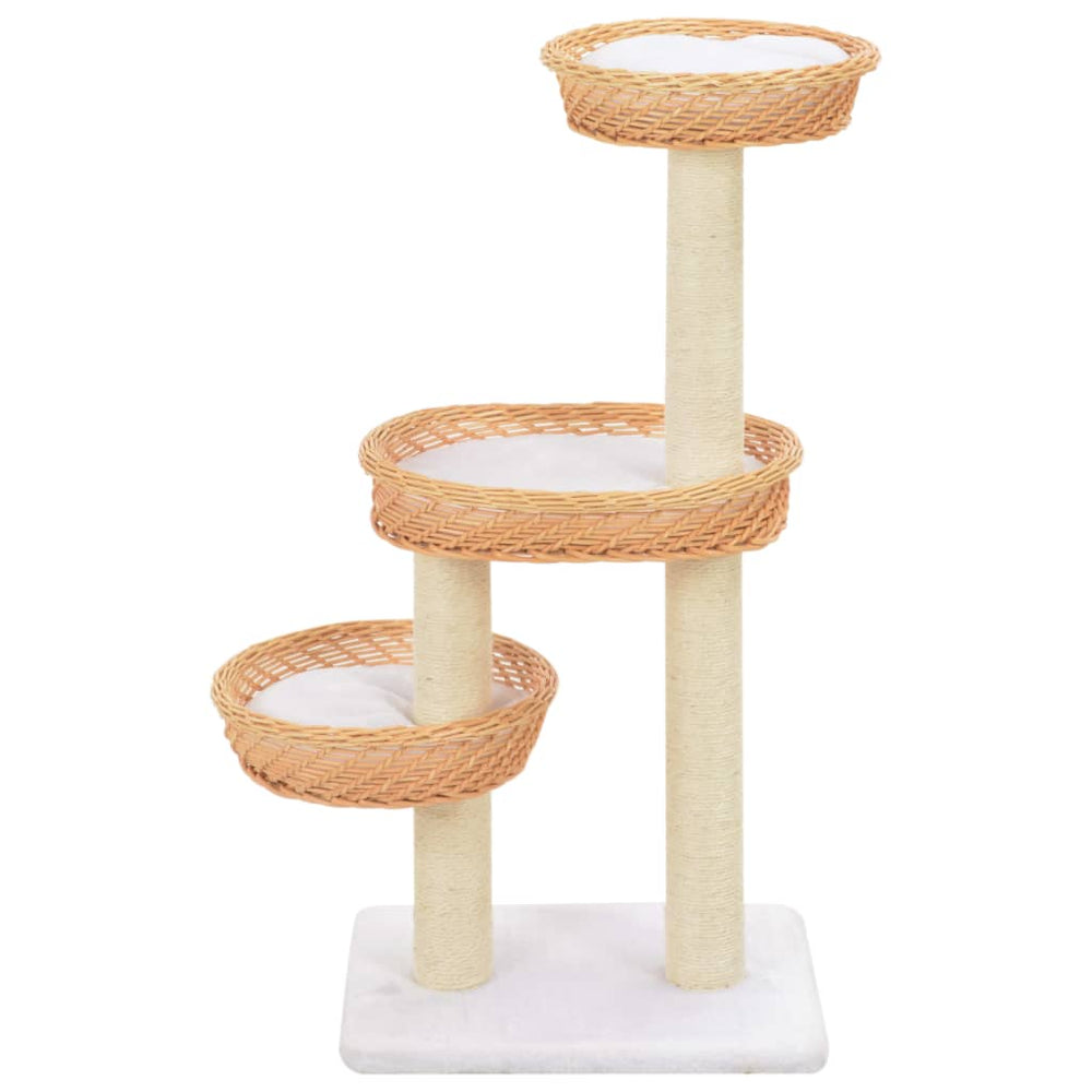 Cat Tree With Sisal Scratching Post Natural Willow Wood