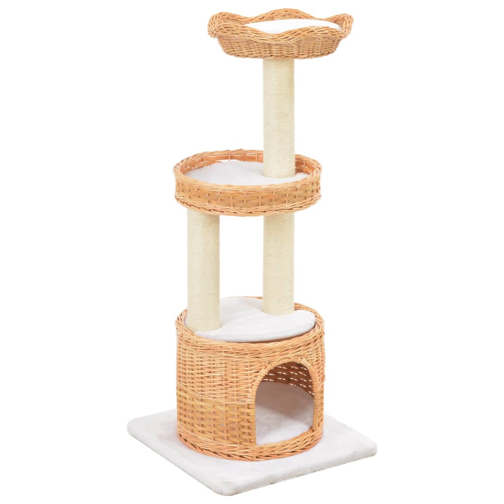 Cat Tree With Sisal Scratching Post Natural Willow Wood