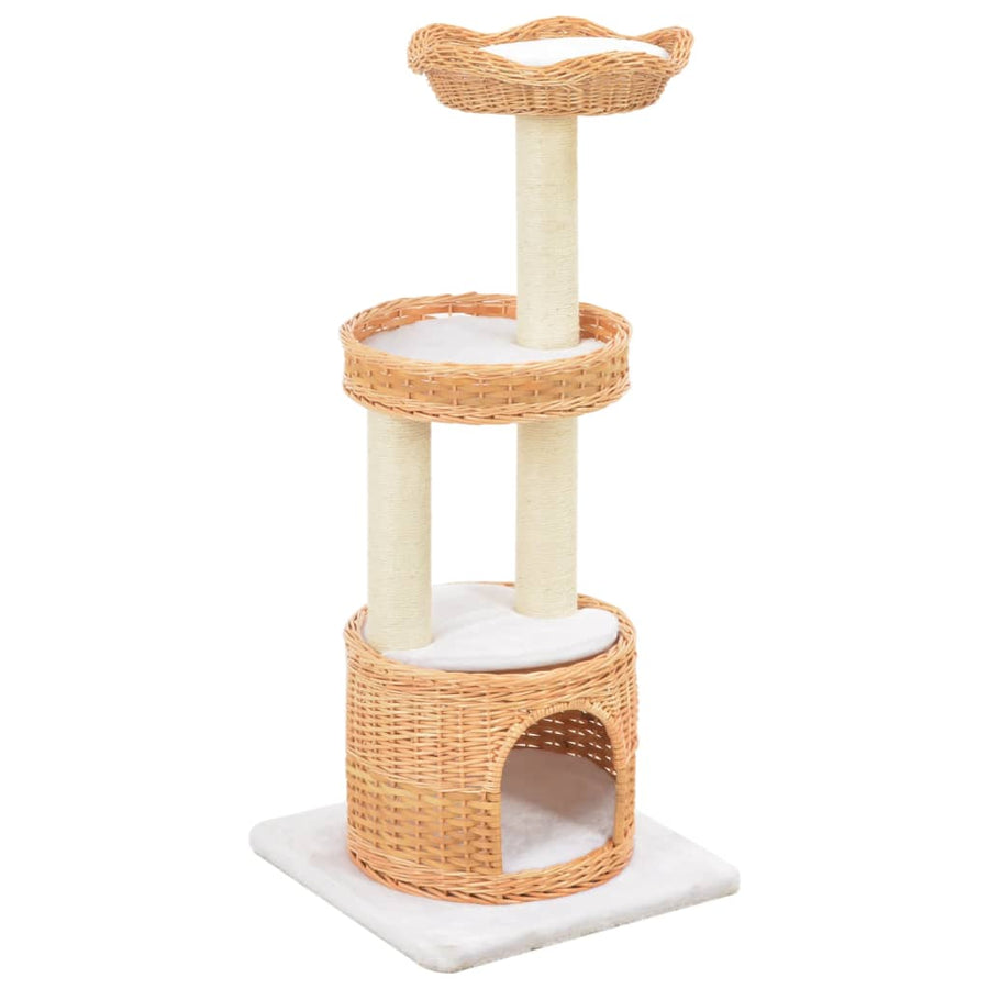 Cat Tree With Sisal Scratching Post Natural Willow Wood
