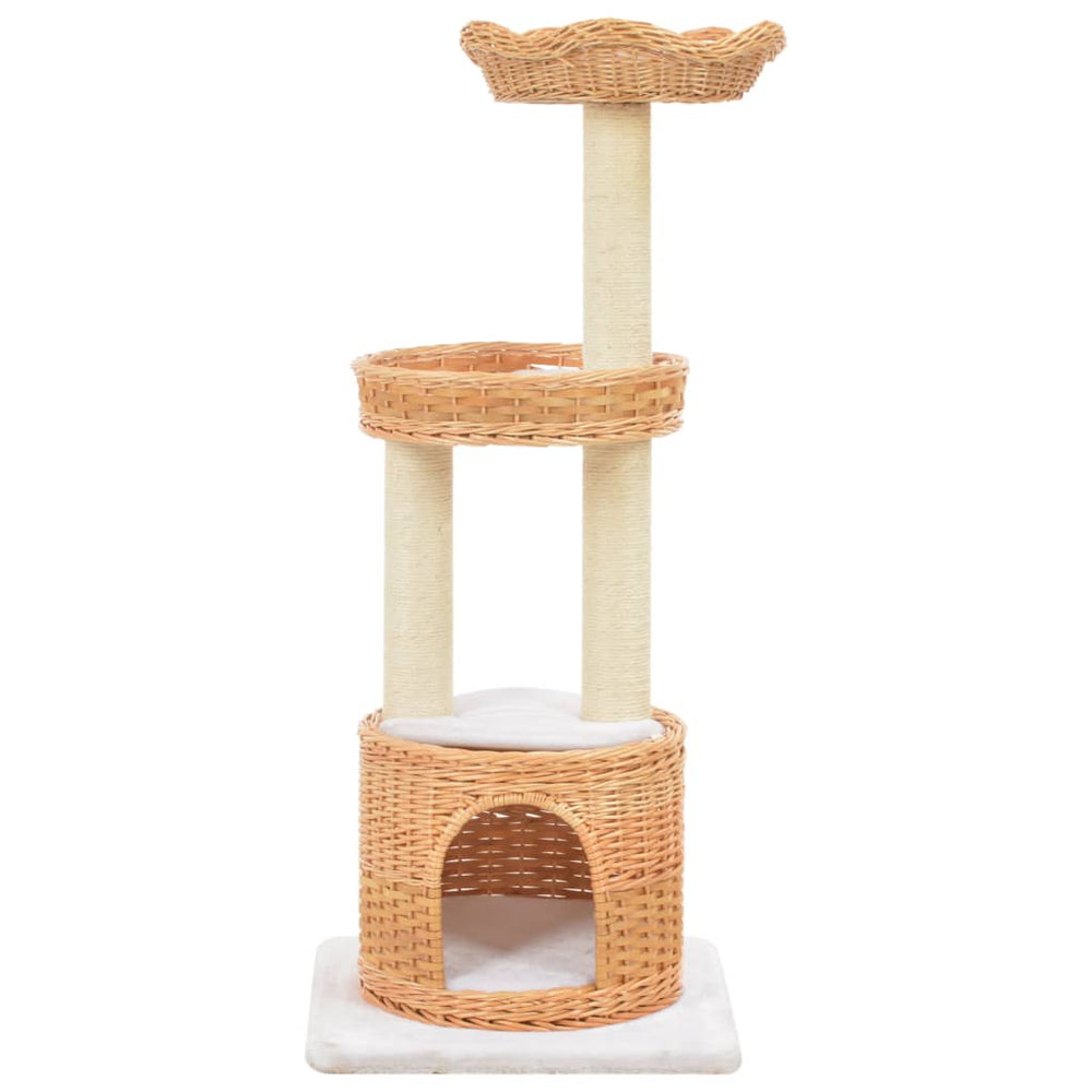 Cat Tree With Sisal Scratching Post Natural Willow Wood