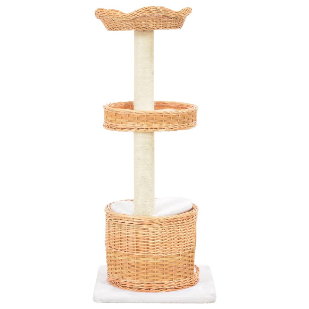 Cat Tree With Sisal Scratching Post Natural Willow Wood