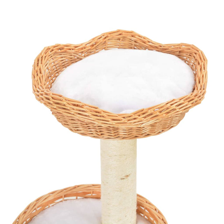 Cat Tree With Sisal Scratching Post Natural Willow Wood