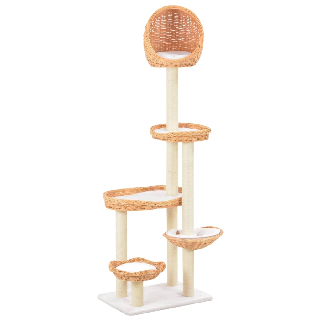 Cat Tree With Sisal Scratching Post Natural Willow Wood