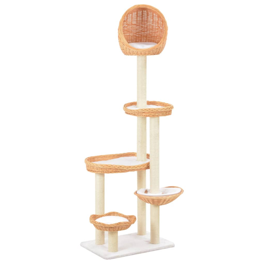 Cat Tree With Sisal Scratching Post Natural Willow Wood