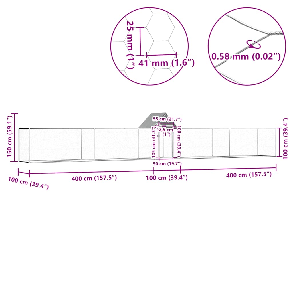 Chicken Coop 9X1X1.5 M Galvanised Steel