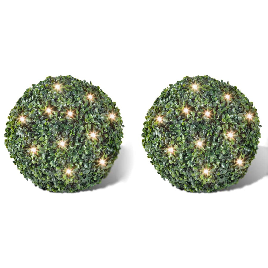 Artificial Leaf Topiary Ball 27 Cm Solar Led String 2 Pcs