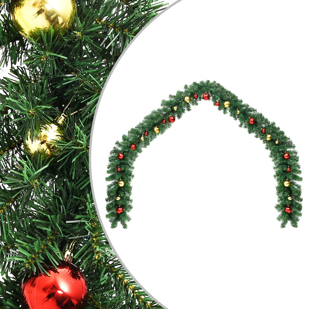 Christmas Garland Decorated With Baubles