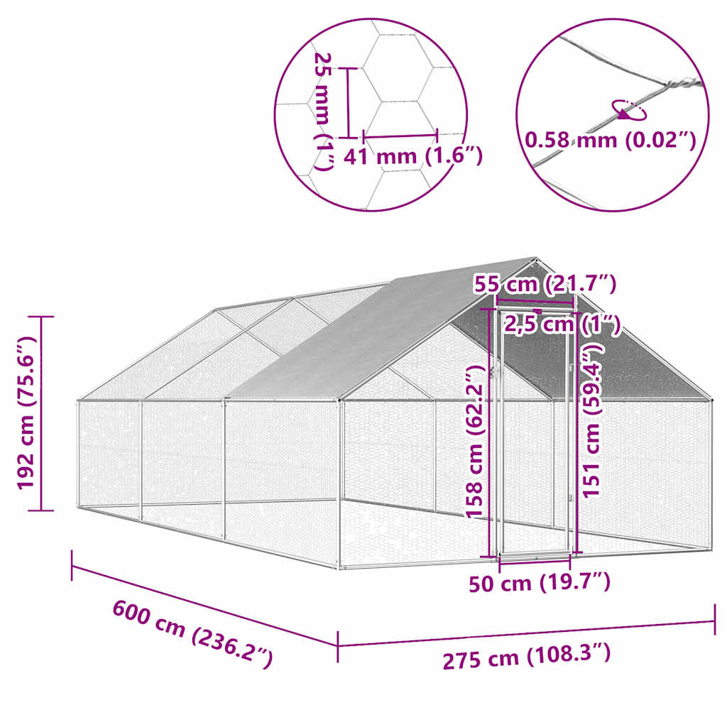 Outdoor Chicken Cage Galvanised Steel