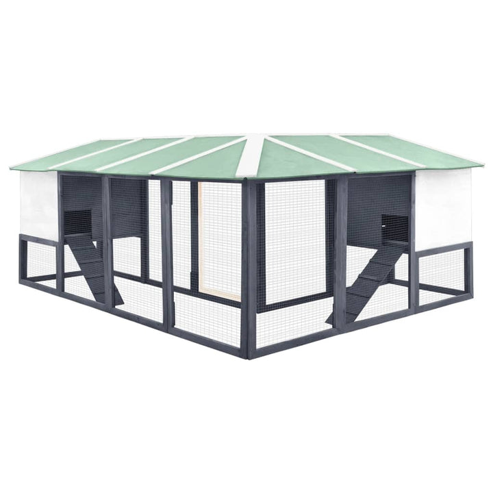 Outdoor Rabbit Hutch With Run Solid Fir Wood