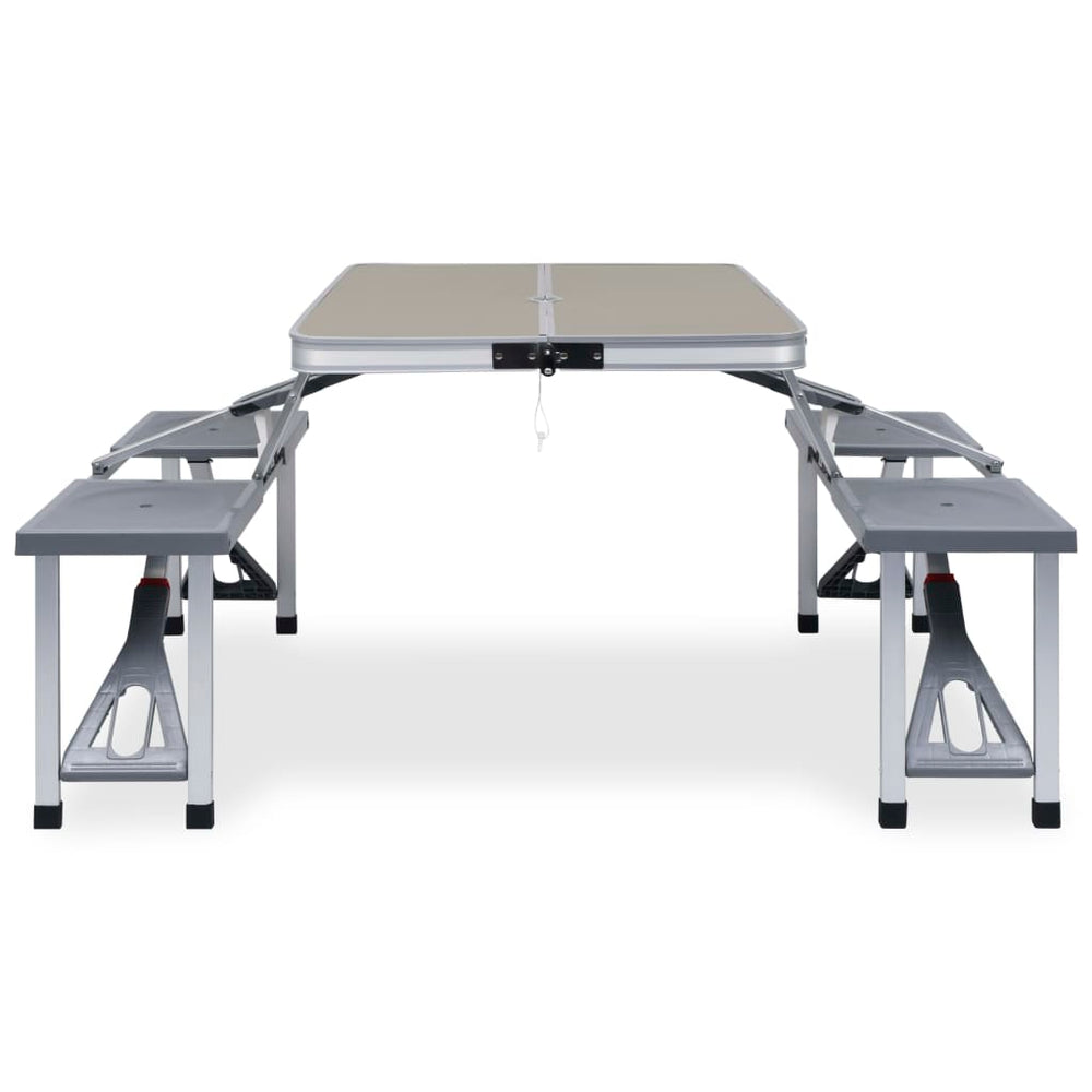 Folding Camping Table With 4 Seats Steel Aluminium