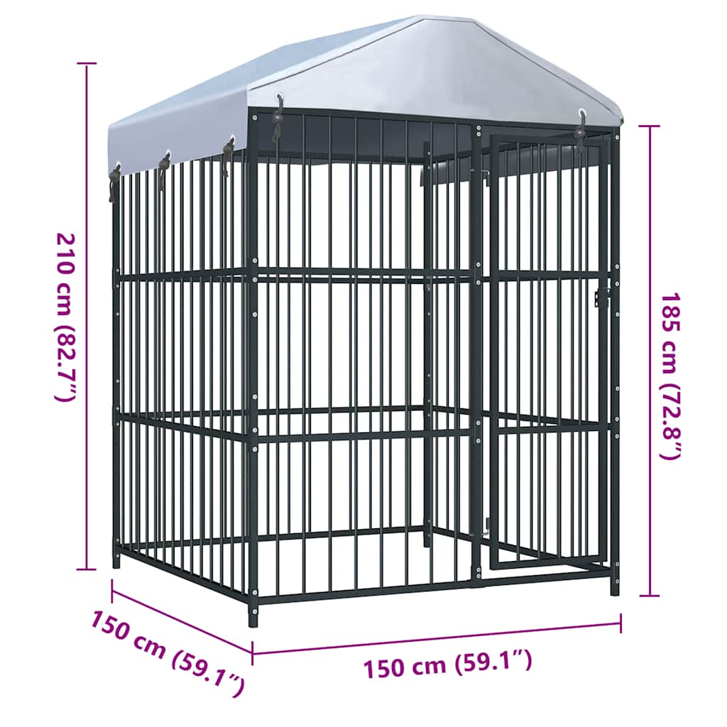 Outdoor Dog Kennel With Roof 150X150X210 Cm