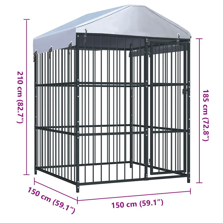 Outdoor Dog Kennel With Roof 150X150X210 Cm