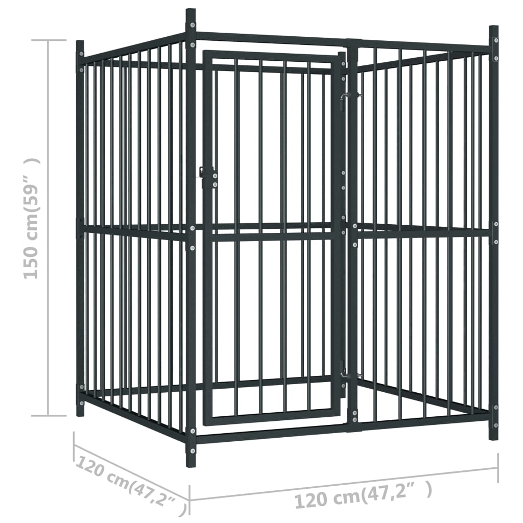 Outdoor Dog Kennel With Roof 120X120X150 Cm
