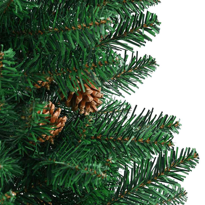 Slim Christmas Tree With Real Wood And Cones Green 150 Cm Pvc