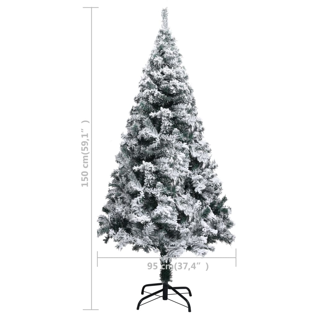 Artificial Christmas Tree With Flocked Snow Green 150 Cm Pvc