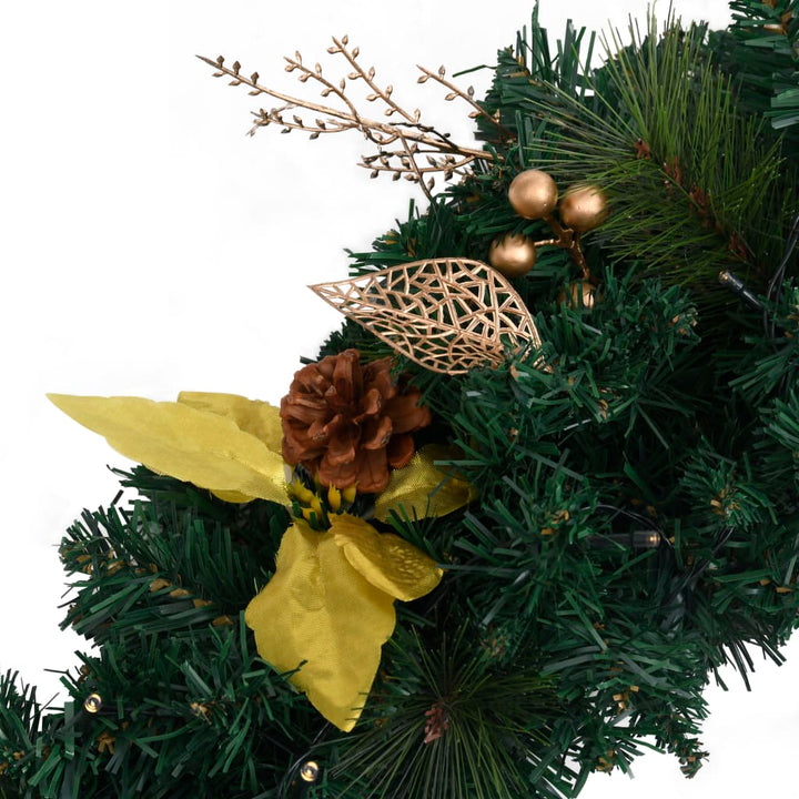Christmas Wreath With Led Lights Green 60 Cm Pvc