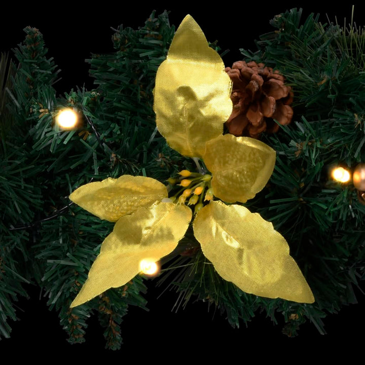 Christmas Wreath With Led Lights Green 60 Cm Pvc