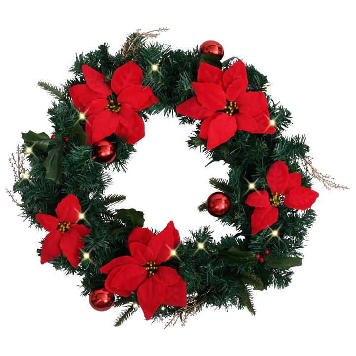 Christmas Wreath With Led Lights Green 60 Cm Pvc