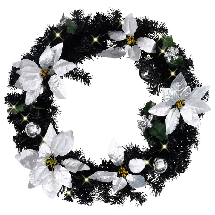 Christmas Wreath With Led Lights Green 60 Cm Pvc
