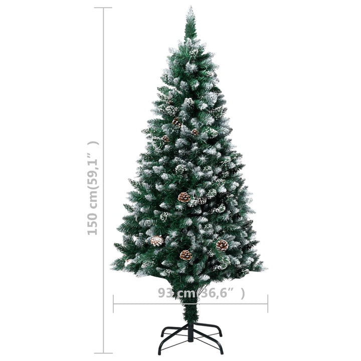 Artificial Christmas Tree With Pine Cones And White Snow 150 Cm